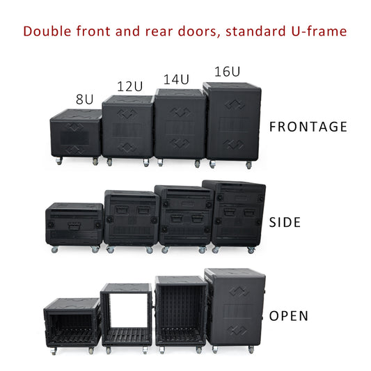 8U~16U Rack Case Shallow 20.6" Depth, 19" Rackmount Flight Case